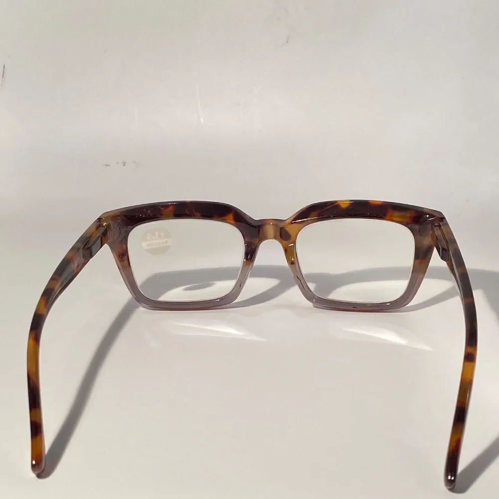 1559 Claudia Square Concave 1.5 NEW Tortoise Reading Glasses Blue Light Filter